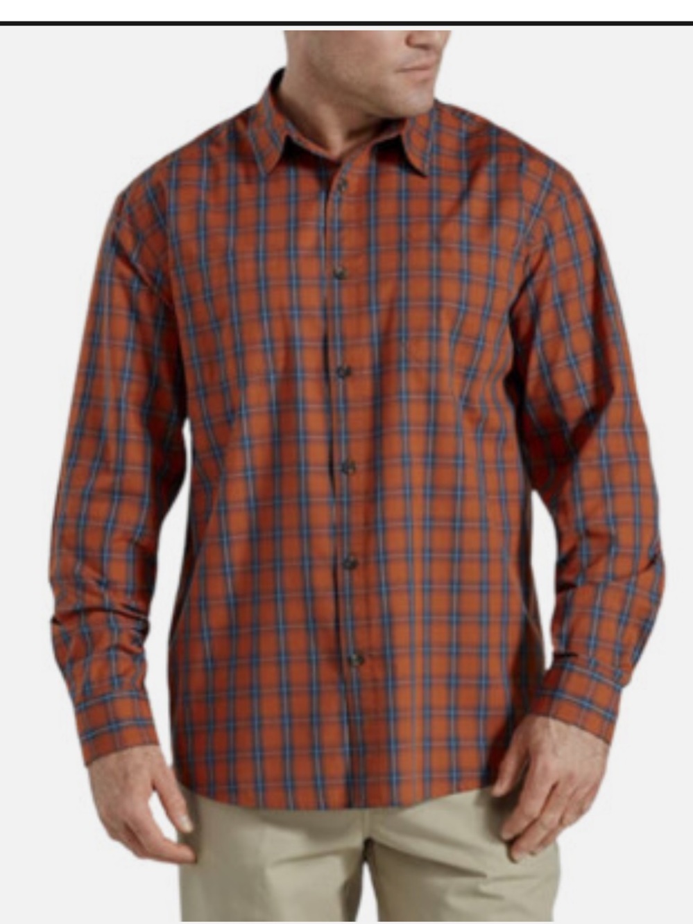 Dickies Rust & Navy Plaid Long-Sleeve Button-Down Shirt XLT